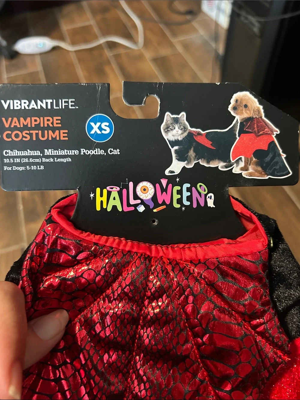 Vibrant Red & Black Sparkle Bat Pet Costume